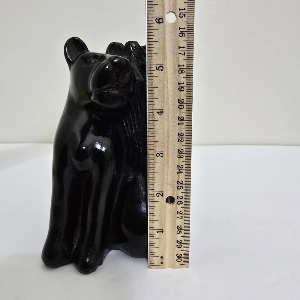 vintage hand carved Ebony Wood African Lion Lioness 5.5